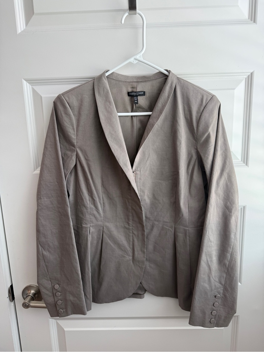 Eileen Fisher Petite PM Zip Front Blazer – Gray Lightweight Career Jacket